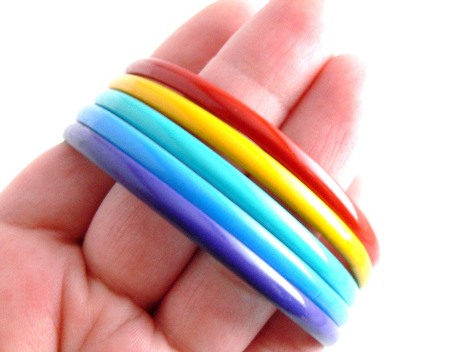 Vintage Rainbow Enamel Bangle Bracelets