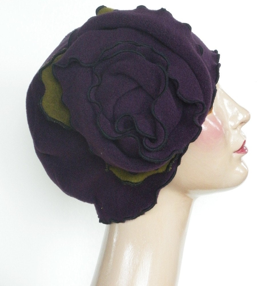 Purple rose Valentine's Fascinator Hat  - Polar Fleece