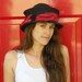 Straw Travel Hat - Seagrass - Organic Jersey Band - Red - Suitcase Sally