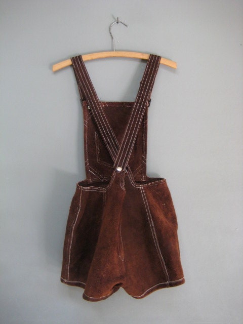 Vintage Leather Romper / Shorts / Overalls