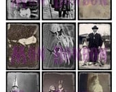 Ditigial Collage Sheet of Creepy Vintage Photos of Halloween Costumes - INSTANT DOWNLOAD