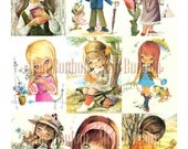 Vintage Retro Kids Digital Collage Sheet - Instant Download - DIY Printable paper crafts,altered art, atc, journals, scrapbooking, ephemera