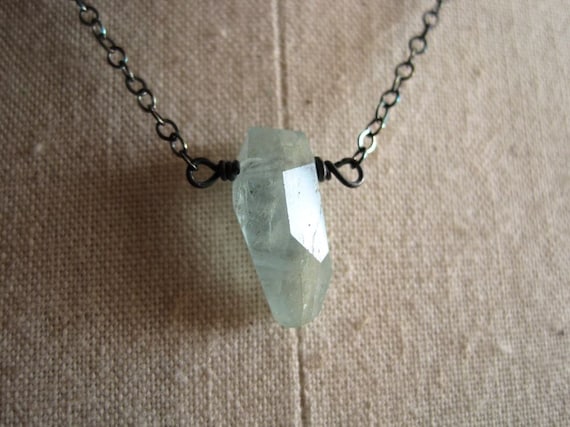 Aquamarine necklace sterling silver aquamarine jewelry - Makoa Nugget v4