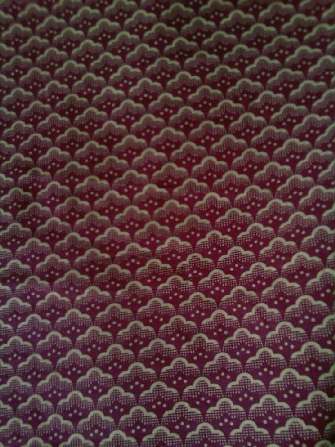 BLACK FRIDAY SALE  1783-1865  Reproduction Roller Print Fabric: Tawny Port and White Cotton