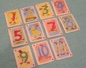 Vintage Mini Small Crazy Eights Cards - Set of 11 - Fun Colors and Numbers
