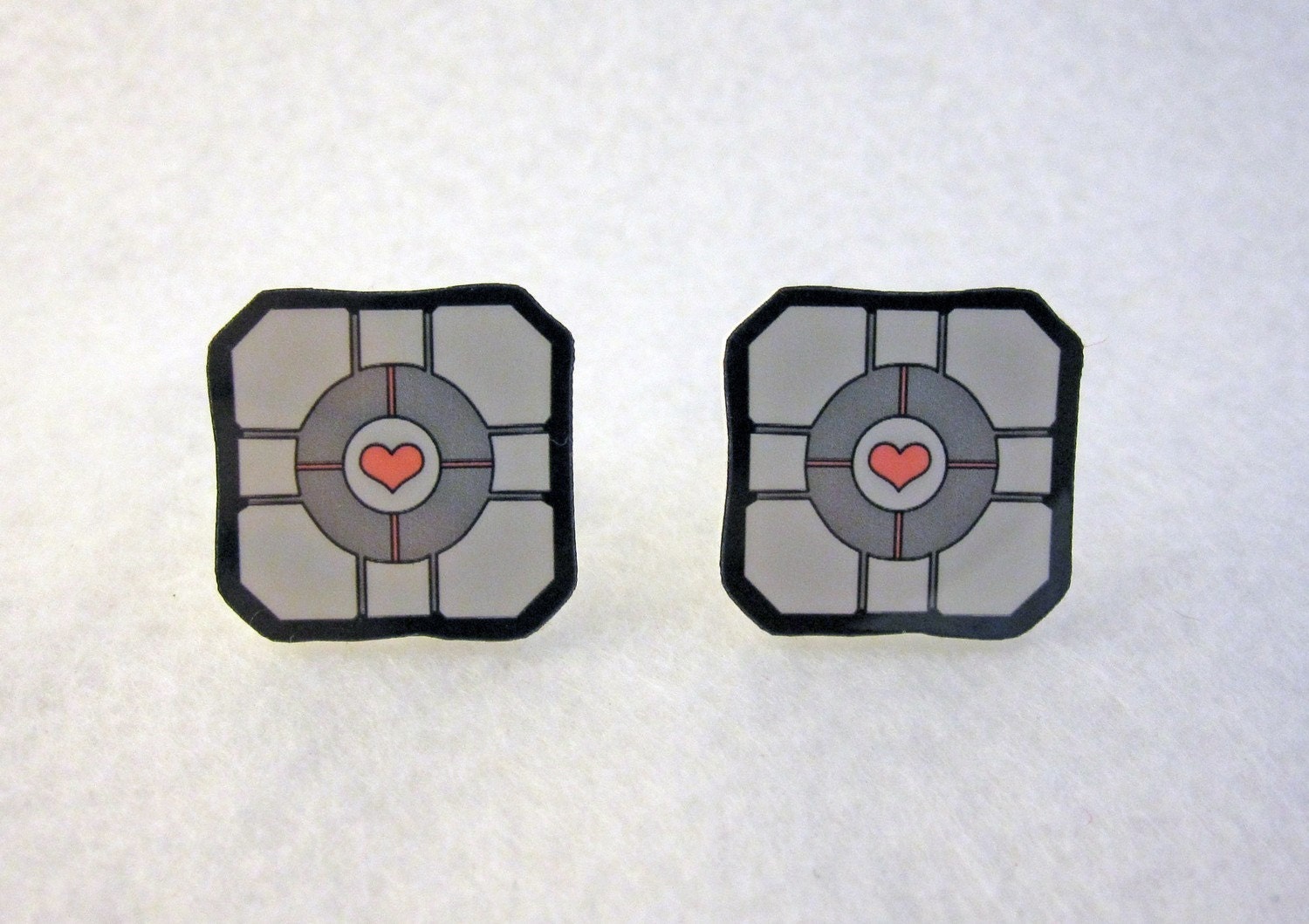 Portal Style Companion Cube Acrylic Cufflinks