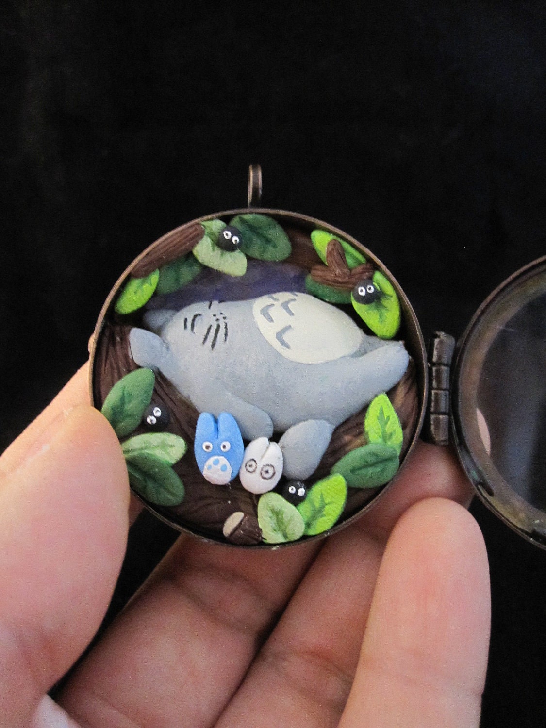 Totoro Shadow Box Decorative Art Locket OOAK