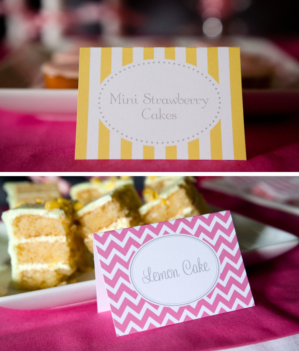 Menu or Food cards - custom tented cards for buffet table for a party or shower Il_170x135
