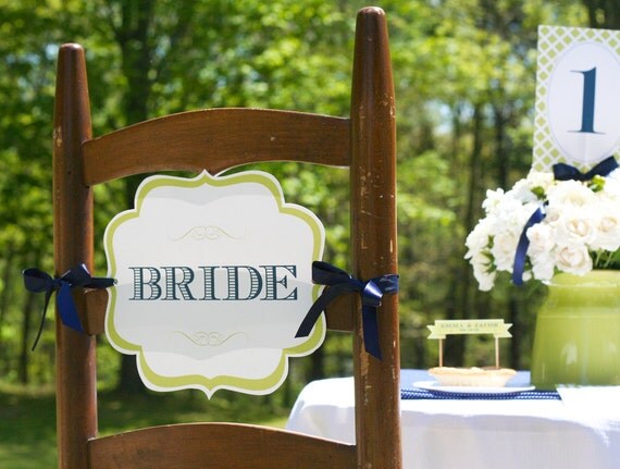 Wedding Chair Sign - Bride, Groom, Reserved - PRINTABLE only Il_570xn