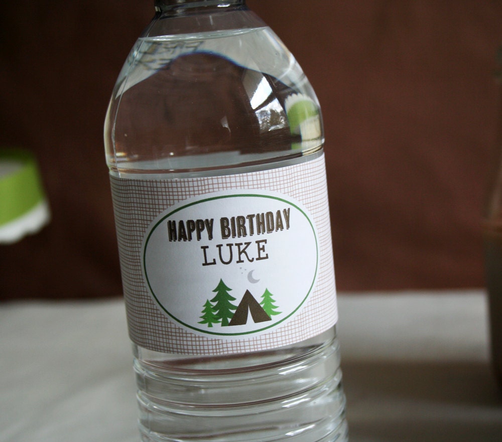Camping Birthday Party Water Bottle Labels - PRINTABLE only Il_570xn