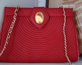 Vintage red leather purse with chain handle