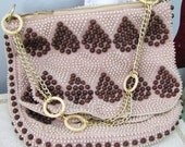 Vintage brown and tan beaded purse- RESERVED for LINDA