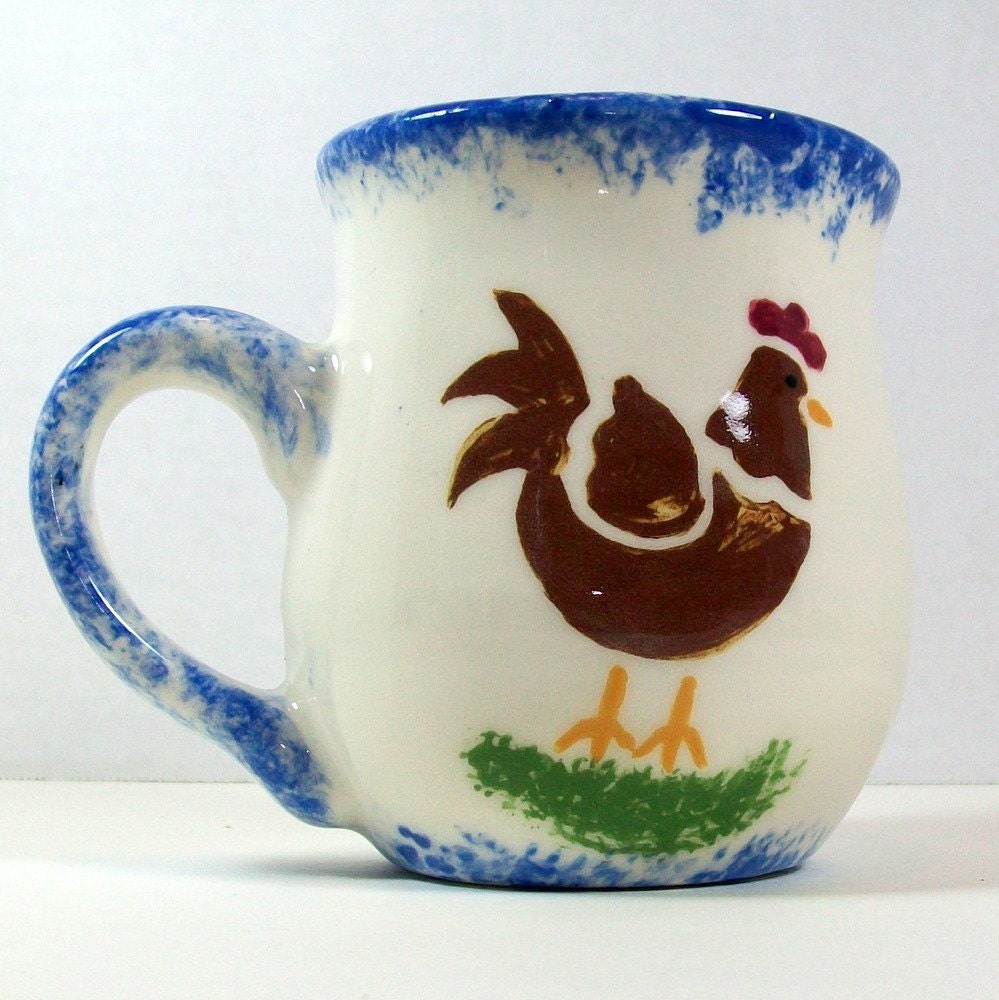 Handmade Ceramic Coffee Mug with Rooster