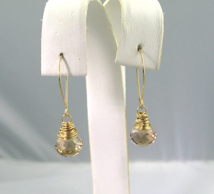 Citrine Drop Earrings, Gold Birthstone Jewelry, November Birthday, 14k Gold Filled - Sangria