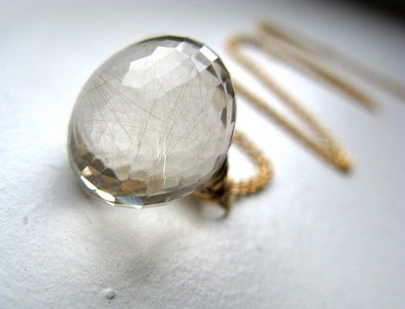 Golden Rutilated Quartz Necklace In Gold Filled Wire Wrapped Gemstone - A Roll In The Hay