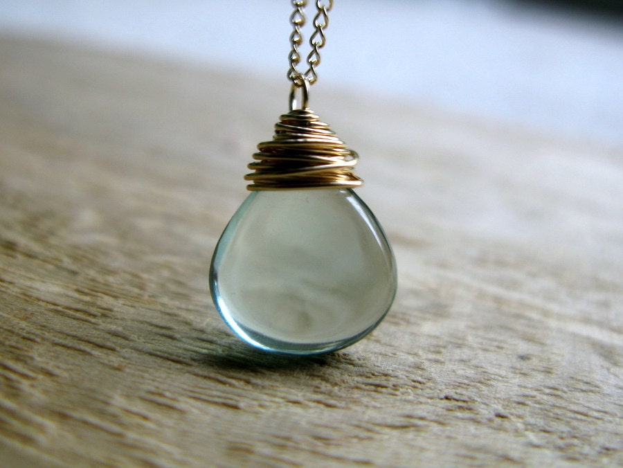 Fluorite Necklace In Gold Filled, Wire Wrapped AAA Gemstone, Spring Fashion - Seabreeze