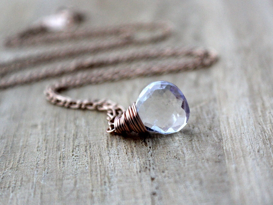 Crystal Quartz Necklace, 14K Rose Gold Fill, AAA Rock Crystal, April Birthstone Substitute - The Vow