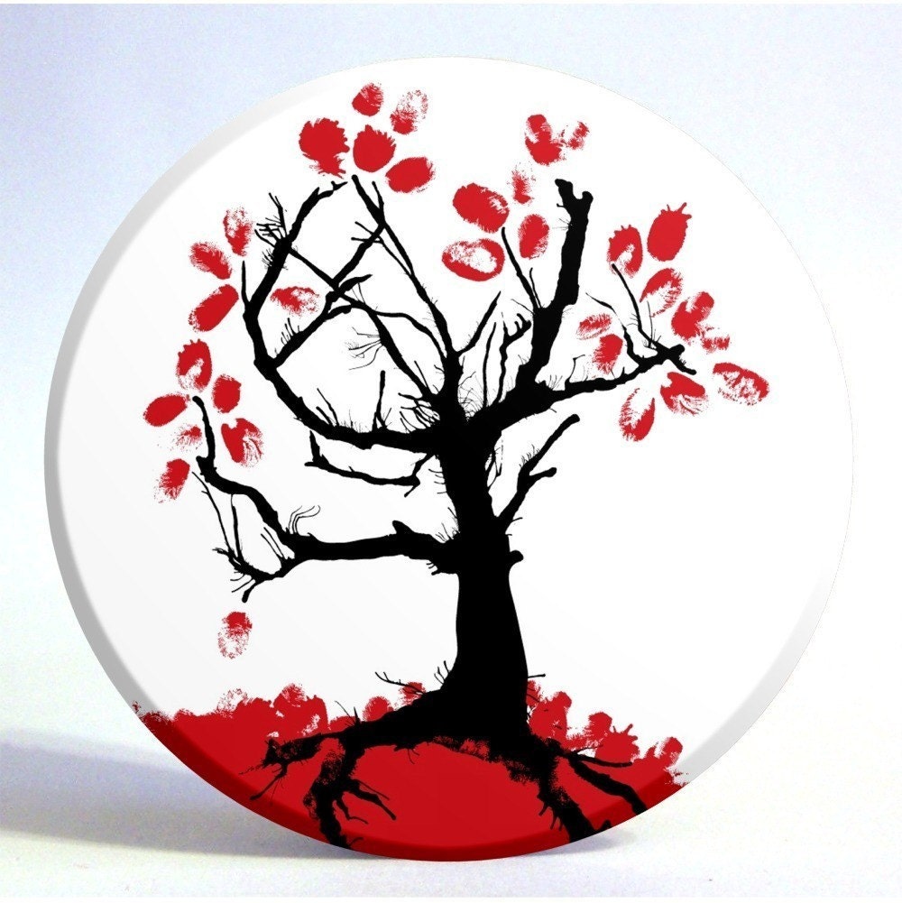 Red and Black Tree Mirror - Large Mirror with Storage Bag - Sale Priced