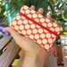Smart Phone Wallet Or Cell Case in Light Cherry Red and Cream Polka Dot Print Fabric