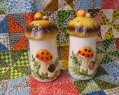 Vintage 1960s 1970s 2  Mushroom Shakers Collect Or Use For Mixed Media Altered Art Collage Making
