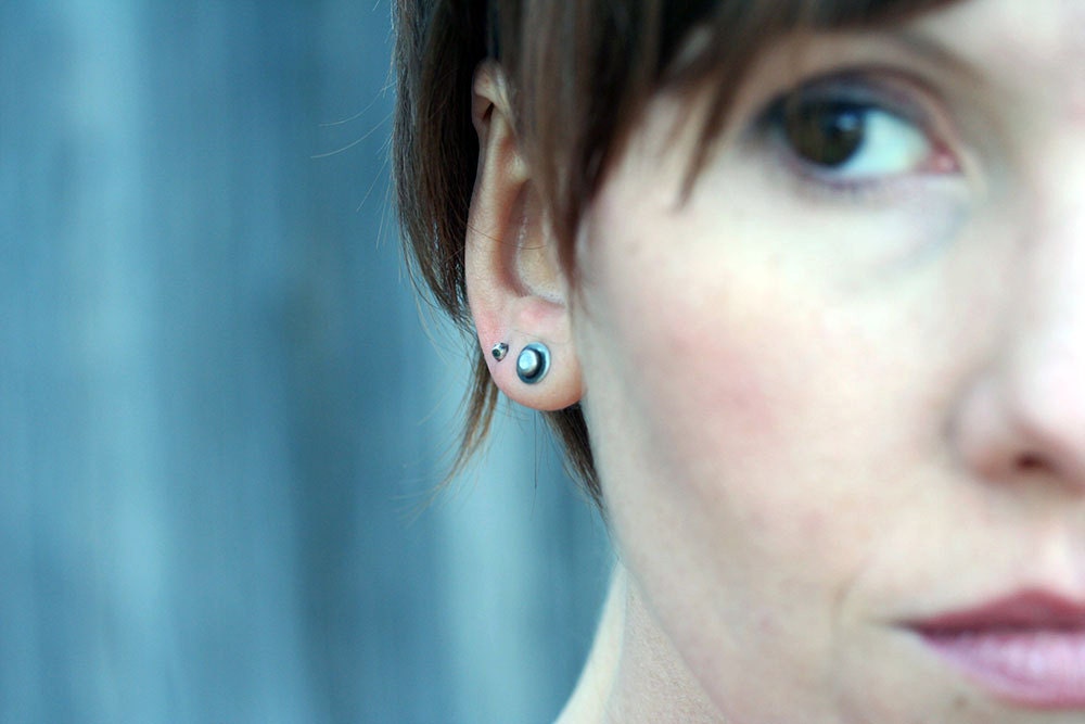 Sale Double dot sterling silver earrings