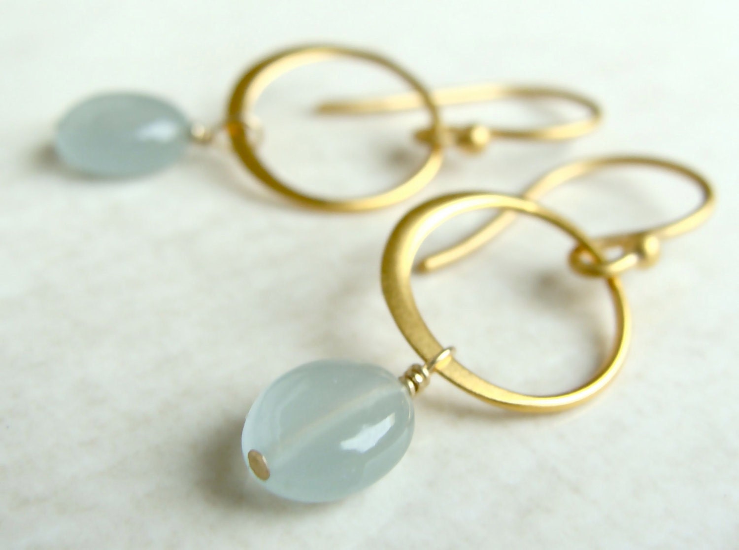 Gold Sona Earrings with Aquamarine
