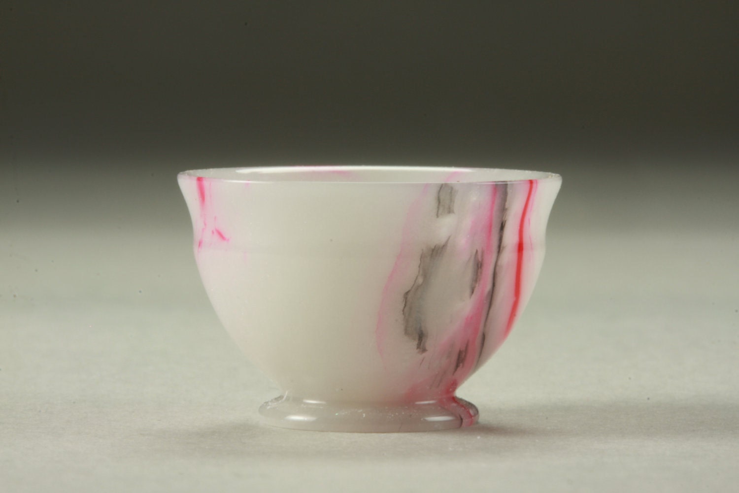 1" Scale Miniature Dollhouse Turned White with Red Stripes Bowl
