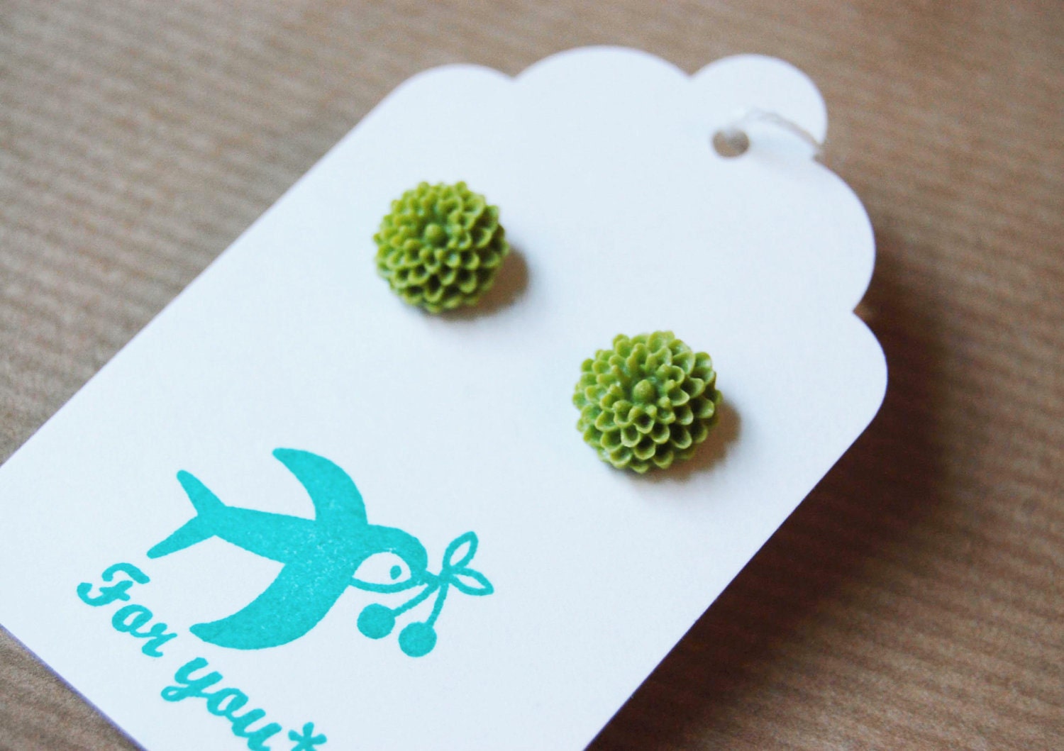 Wasabi Green Flower Earrings