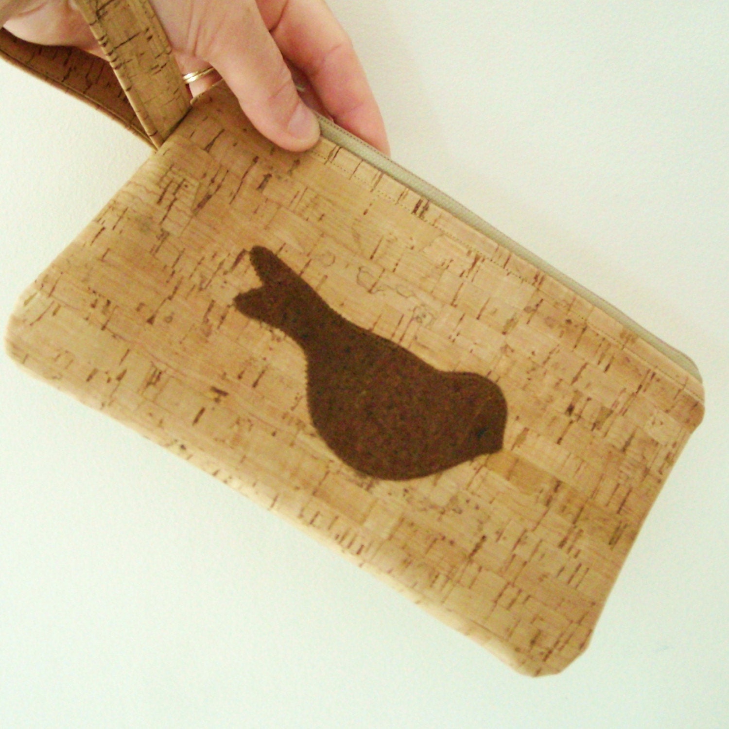 Bird on a Cork Tree Wristlet