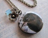 Sweetbird Locket, Black Bird Locket, Necklace