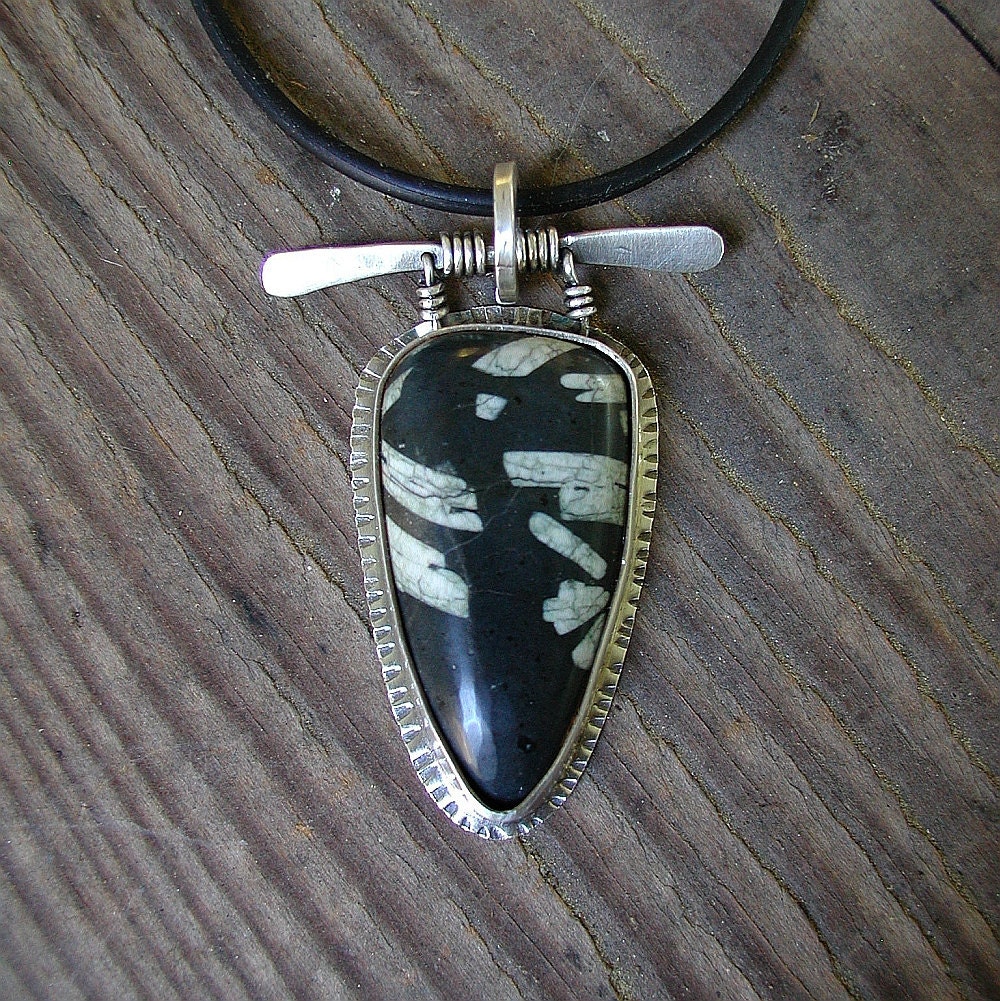 Chinese Writing Stone with Sterling Silver Pendant