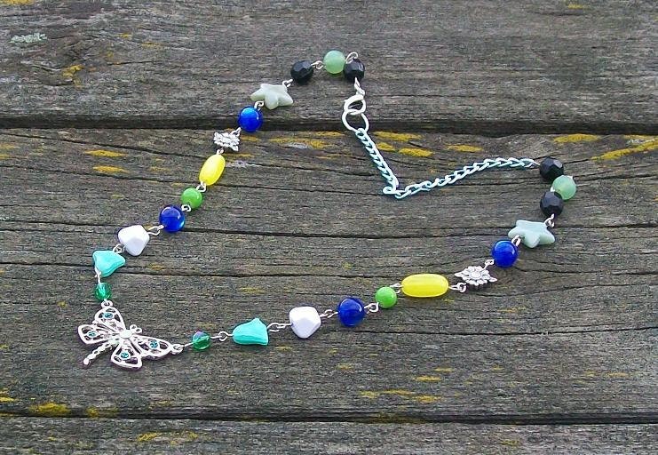 Dragonfly Necklace Green Blue Insect Bug Jewelry