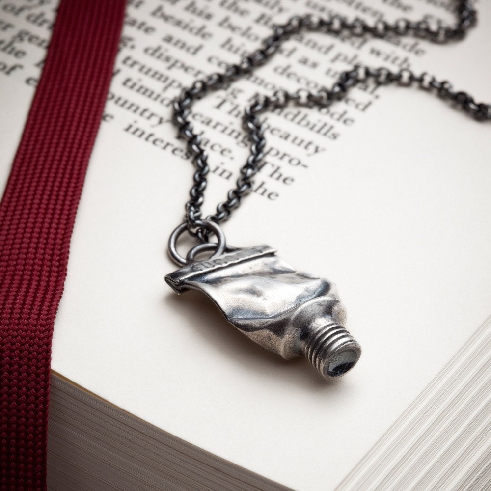 Silver paint tube necklace - Famous - RedSofa jewelry