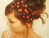 BLACK CHERRY headband Vintage 50s red cherries Rockabilly Pinup doll sweet fruit dessert