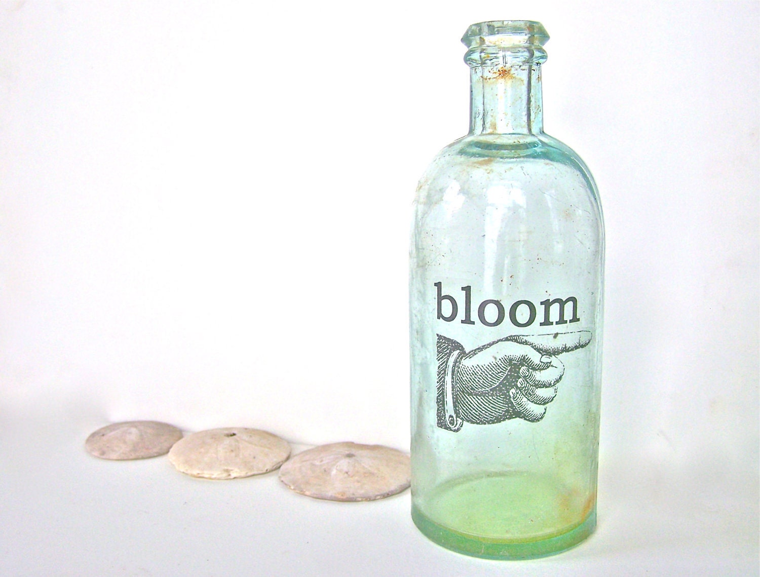 Shabby Beach Cottage Vase OLD Aqua Bottle Garden Home Decor Apothecary Bottle