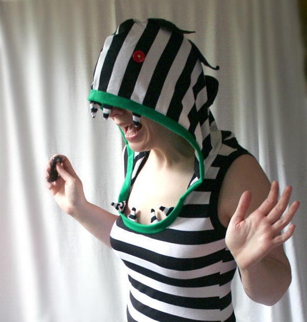 Beetlejuice striped Sandworm custom hoodie dress  - handmade to order - smarmyclothes halloween costume
