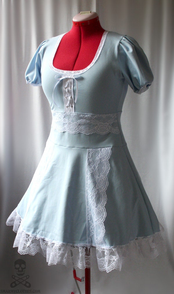 Alice in Wonderland cosplay lace corset lolita dress - handmade custom size - smarmyclothes