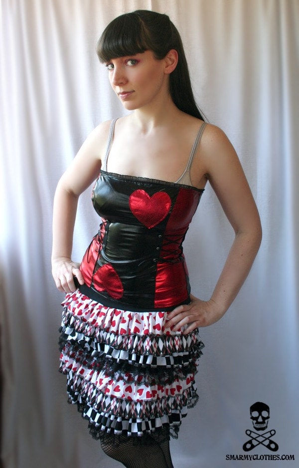 custom metallic Queen of Hearts corset top - handmade to your size - smarmyclothes Alice in Wonderland