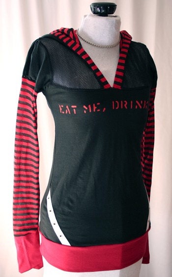 split neck custom hoodie top - handmade from YOUR shirt - smarmyclothes diy reconstructed