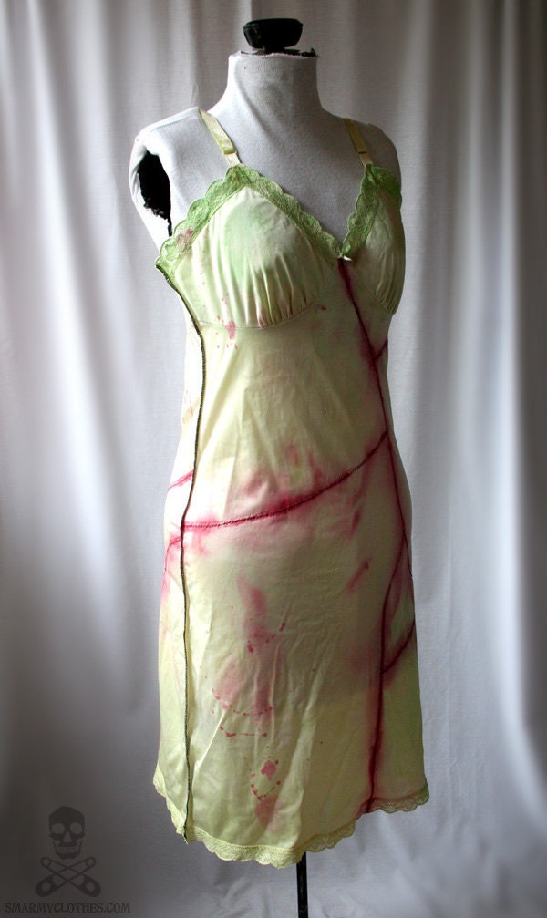 Blood n Stitches zombie slip dress Halloween costume - smarmyclothes horror diy