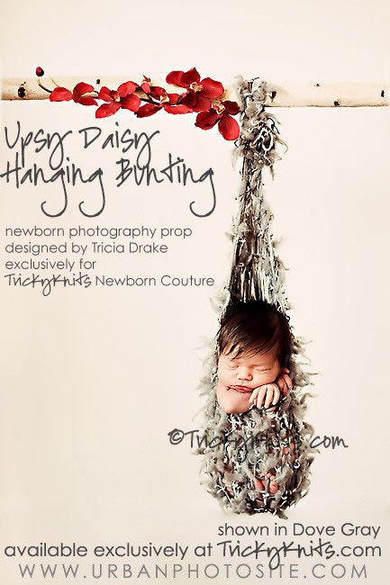Handknit Baby Hammock/Sling/Cocoon/Hanging Bunting Newborn Infant Photo Prop Upsy Daisy in Dove Gray BEST SELLER