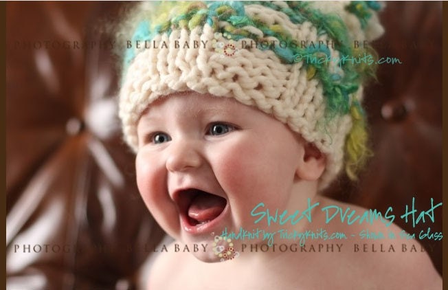 Sweet Dreams Funky Chunky Baby Hat in Sea Glass - Custom Newborn or Toddler Professional Photography Prop Unisex