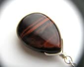 Red Tiger Eye Necklace . Velveteen Rabbit Teardrop Pendant . Boho Necklace . Sterling Silver Chain Necklace - Bagheera Collection