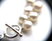 White Pearl Cuff Bracelet . White Pearl Bracelet . Art Deco Bridal Fashion . 20s Flapper Jewelry . Bridal Party Jewelry - Decca Collection