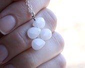 White Jade Necklace . Sterling Silver Chain . White Bridal Necklace . White Dove Necklace . Butterfly Necklace - Heron Collection