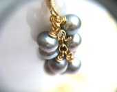 Grey Pearl Earrings . High Fashion Bridal Party Jewelry . 14k Gold Filled . Gray Pearl Drop Earrings - Silver Screen Collection