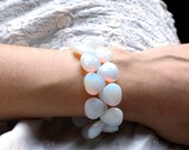 White Opal Bracelet . Gem Stone Cuff . White Bridal Cuff . Opalite Quartz Teardrop Bracelet . October Birthday - Desire on Fire Collection