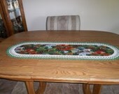 Crocheted Table Runner John Deere Four Seasons Fabric Center Crocheted Edge  Extra Long