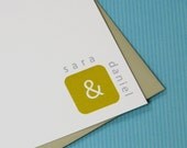 Personalized Couple Stationery Set - set of 10 flat note modern stationary - simple cube