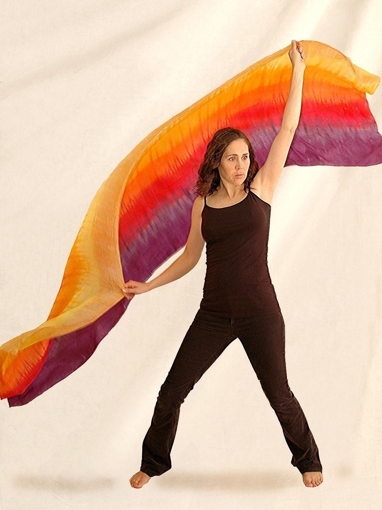 Silk Veil Tie Dyed in Sunrise Rainbow